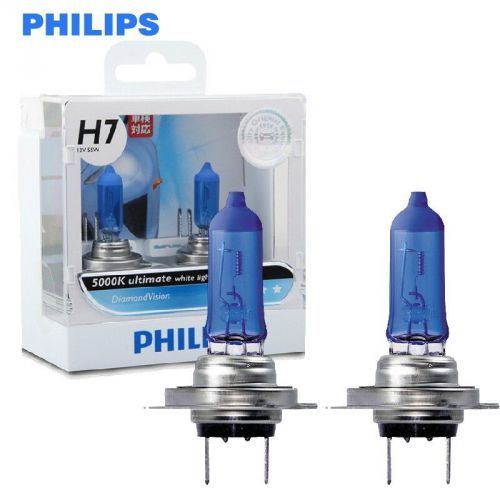 2pcs philips h7 5000k 55w diamond vision halogen bulbs 12v white headight xenon