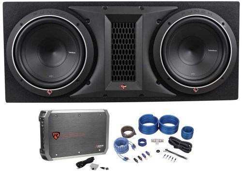 Rockford fosgate p1-2x10 dual 10&#034; 1000w car subwoofers+sub box+amplifier+amp kit