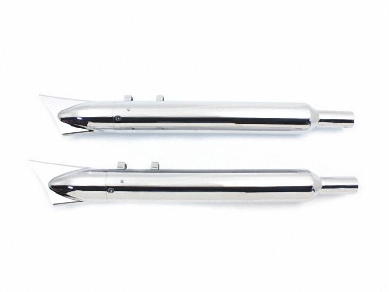 Chrome shark tail tip slip on mufflers harley softail heritage flsts 96-13