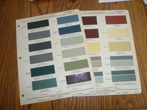 1949 lincoln-mercury ditzler color chip paint samples