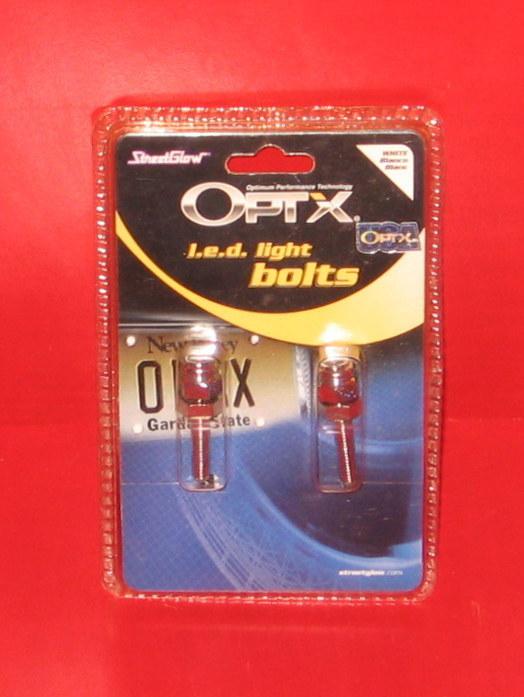 Optx white led car motorcycle number/licence plate bolts (pair) screw bolt light