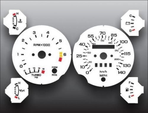 1987-1988 ford thunderbird 140 mph turbo coupe dash cluster white face gauges