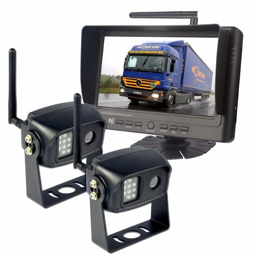 2.4ghz digital wireless 7&#034; lcd monitor 2 rear view dvr camera for car/truck/rv