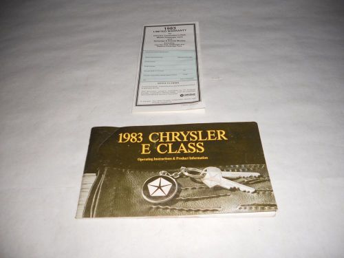 1983 chrysler e class factory original owners manual maintenance operation book