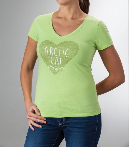 Arctic cat women&#039;s heart v-neck tee / tshirt - lime green 5263-82