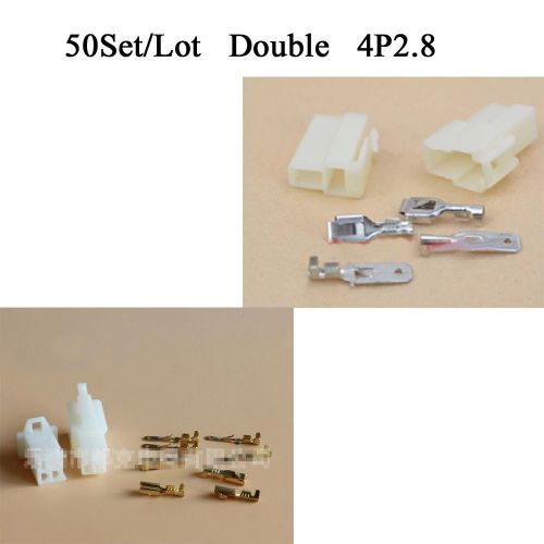 50 set double 4p2.8 terminal wire sealed plug car cable automotive connectors