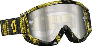 New scott recoil xi pro matrix goggles black/yellow, works chrome lens mx goggle