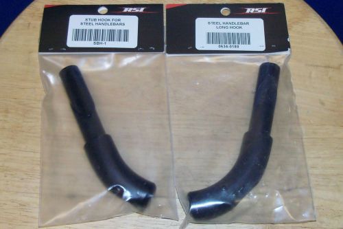 Set of 2 rsi steel black snowmobile handlebar hooks one short and one long nib