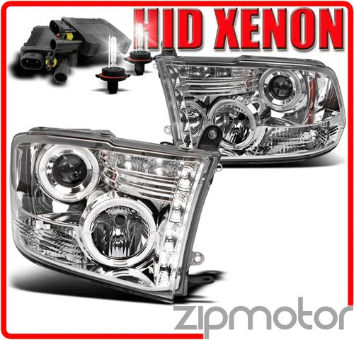 2009-2012 dodge ram truck led halo chrome projector headlight+hid 6000k kit lamp