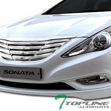 Chrome horizontal style front bumper center hood grill grille for 10-12 sonata