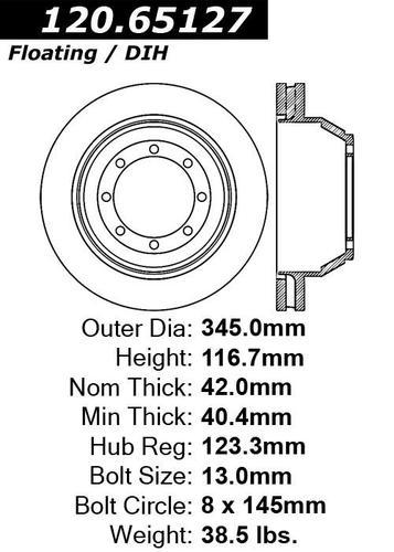 Centric 120.65127 rear brake rotor/disc-premium rotor-preferred