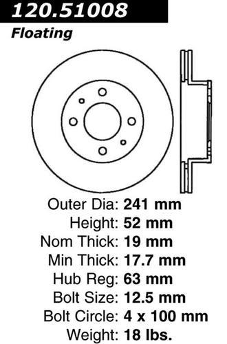 Centric 120.51008 front brake rotor/disc-premium rotor-preferred