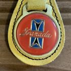 Ford granada car key chain ring fob leather yellow silver vtg 1970s house rv