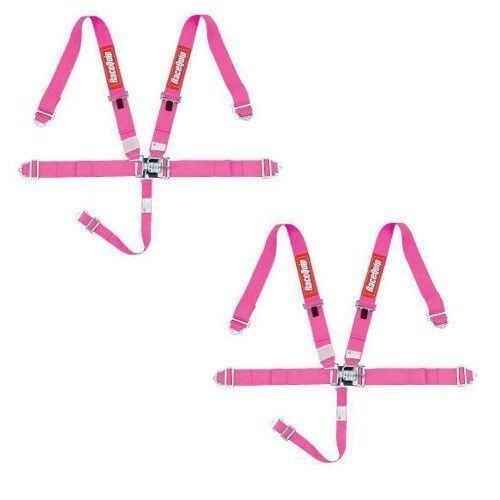 Racequip pink pair 5 point harness with individual shoulfer belt set of 2