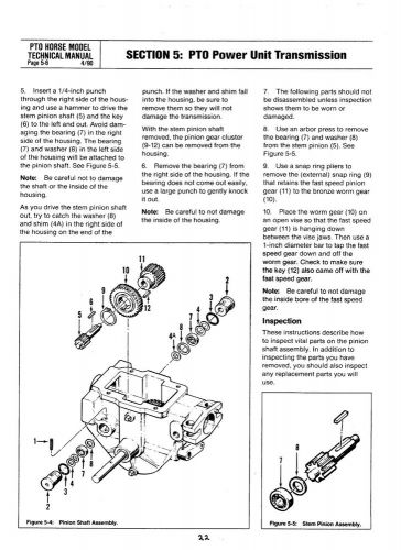 7 8 1992 1993 pto horse tiller technical service repair manual fits troy-bilt 7h