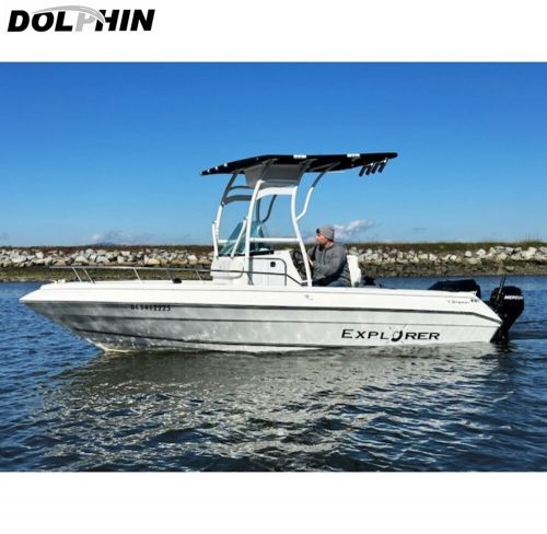 Dolphin pro3 center console boat extreme heavy duty white t top w/black canopy