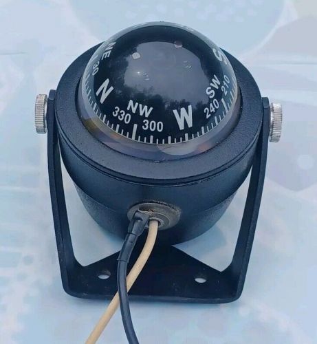 Vtg 1987 airguide illuminated marine boat compass adjustable black floating usa