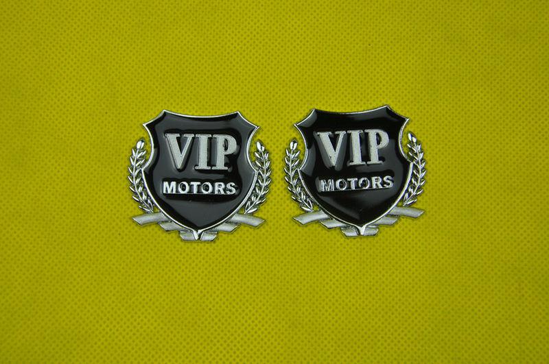 2 pcs vip silver motors chrome metal side trunk badge sticker emblem auto 3d