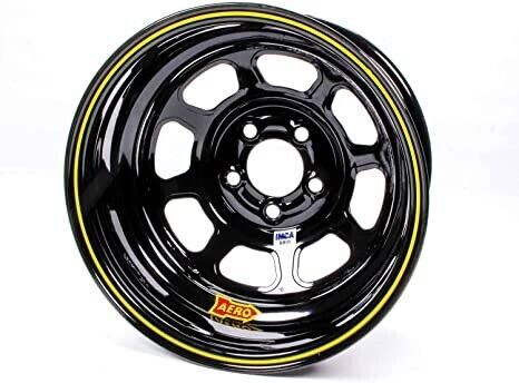 Aero race wheels 52-184720 black 15&#034; x 8&#034; 5 x 4.75&#034; bolt pattern 2&#034; back spacing