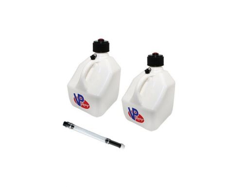 Vp racing 2 pack white square 3 gallon race gas alcohol can jug w/ filler hose