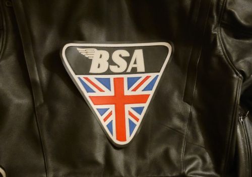 Bsa motorcycles union jack patent plate back patch. sew on type. nice new