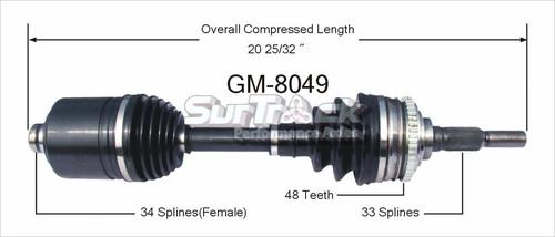 Sur track gm-8049 cv half-shaft assembly-new cv axle shaft