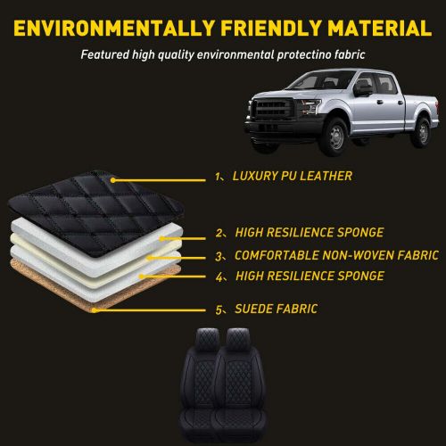 Pu leather waterproof full set car seat covers for ford f-150 crew cab 09-22 exc