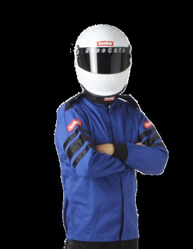 Racequip single layer racing driver fire suit jacket sfi3.2a/1 large blue 111025