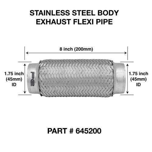 45mm x 200mm weld on stainless steel exhaust joint repair flexi tube pipe