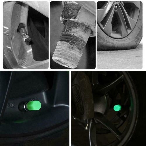 4 pcs tire valve cap luminous car vehicle wheel prank valve cap glow dust covers