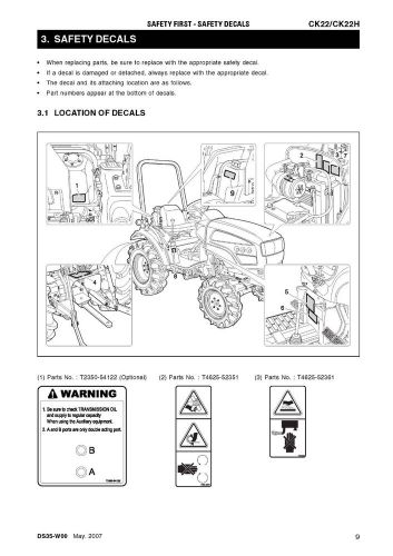 22 tractor workshop repair manual fits kioti daedong ck22 ck22h 2007