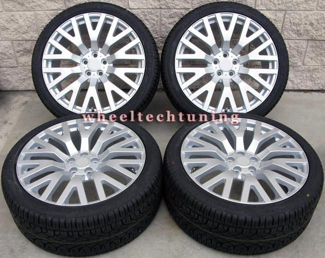 22" range rover 10 spoke split stormer manchester wheel and tire package silver