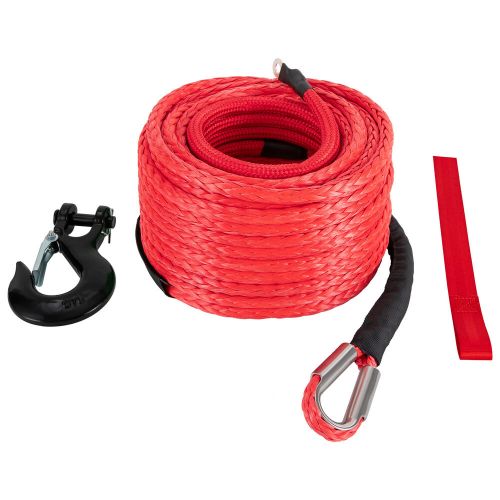 1/2&#034; 85ft synthetic winch rope with hook car tow recovery cable kit for atv suv