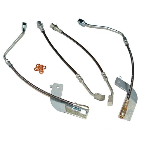 1999-2004 ford mustang front &amp; rear stainless steel brake hose kit without tr...