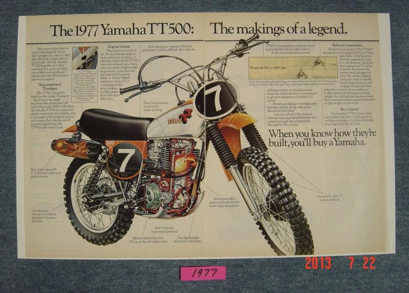 1977 yamaha tt500 vintage poster -original 1976 1978 tt600 xt500 tt 500