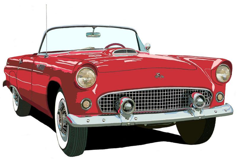 1955 ford thunderbird canvas print by richard browne 5 colors available t-bird