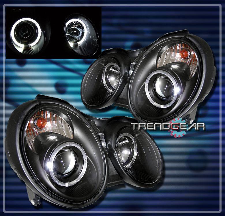 98-02 mercedes-benz w208 clk dual halo projector headlights lamps black 99 00 01