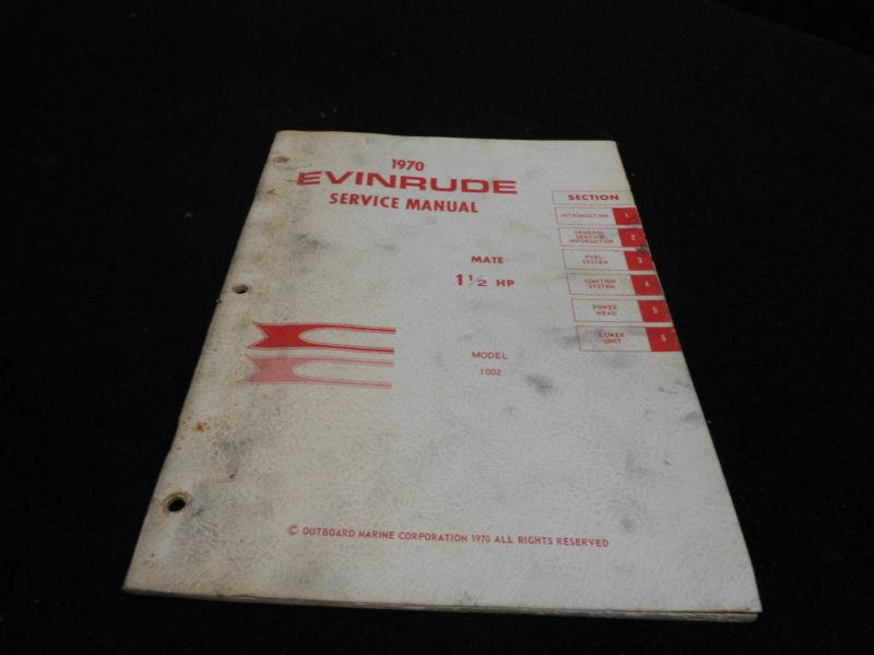 Original factory 1970 service manual # item_4681 evinrude 1.5hp outboard boat 