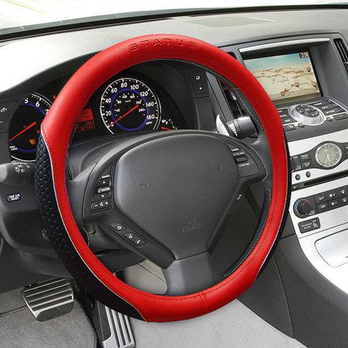 Status car truck hexagon grip steering wheel cover 375mm red hexa black