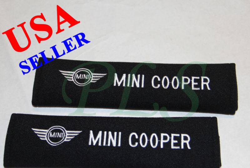 Mini cooper seat belt cover shoulder pads black cushion pair