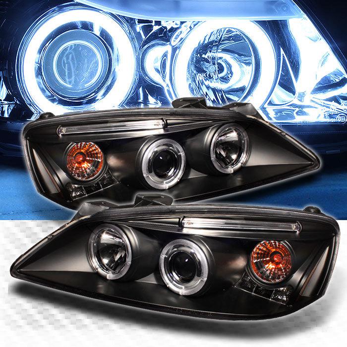 Dual ccfl halo led 05-09 pontiac g6 projector headlights black head lights set