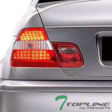 Depo euro red clear led tail lights brake lamps 99 00 01 bmw e46 3-series 4d 4dr