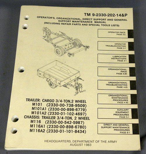 Tm9-2320-202-14&p 3/4 ton 2 whl. cargo m101,m101a1,m101a2