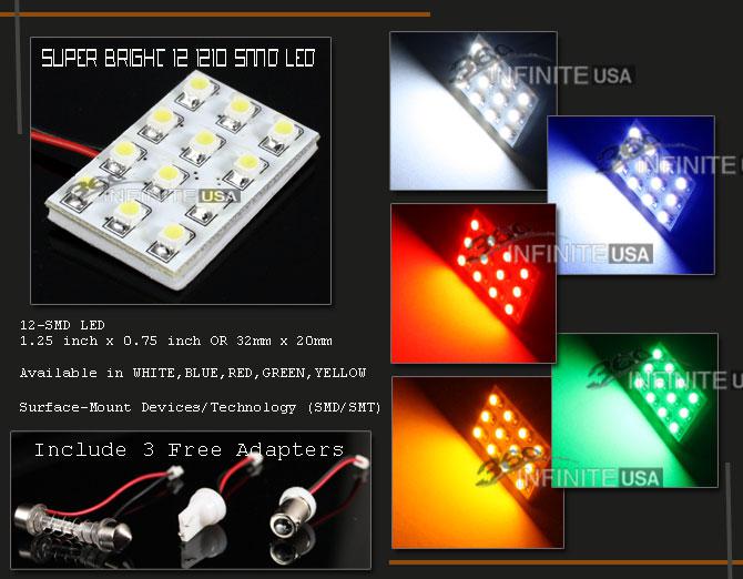 12 smd led map dome light panel 168 194 de3022 t10 31mm 36mm 39mm 42mm ***