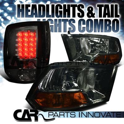 09-12 ram 1500 2500 3500 smoke crystal headlights+led tail lamps