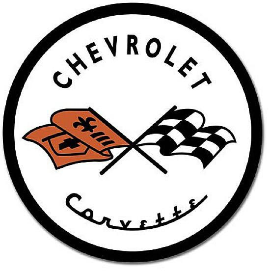 Chevrolet corvette racing logo tin round sign