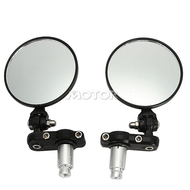 7/8" black motorcycle round handle bar end view mirrors fit honda yamaha suzuki