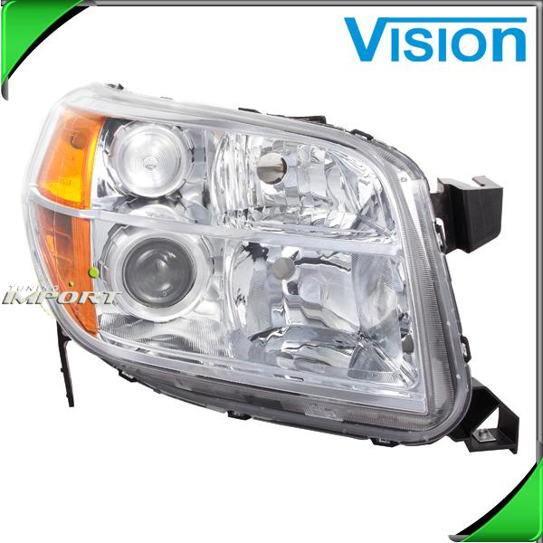 2006-2008 honda pilot right head lamp clear len chrome housing wo bulb socket rh