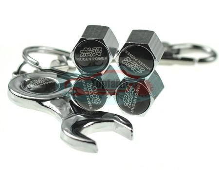 Wrench keychain wheel air tyre tire valve stems caps for mugen power hd ac