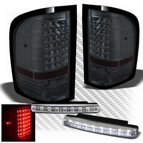 07-13 silverado smoked led perform tail lights + daytime running lights combo